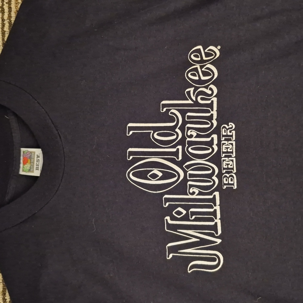 OLD MILWAUKEE Beer Logo Spellout White Black Best FOTL XL Mens‎ T Shirt VTG 90s